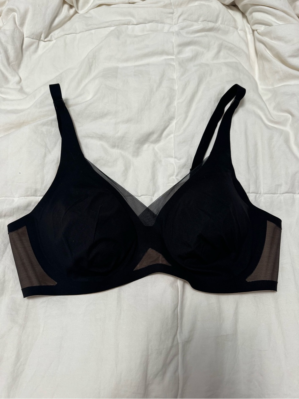 Honeylove crossover black bra Wireless Mesh-Accent Bra size large - Picture 3 of 6